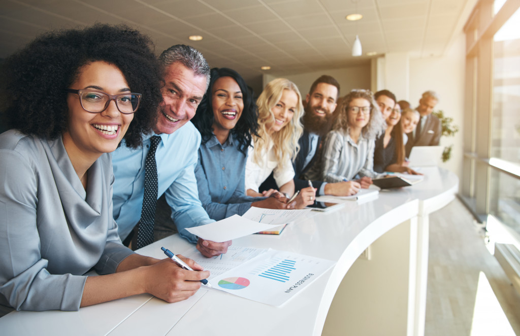 employees smiling