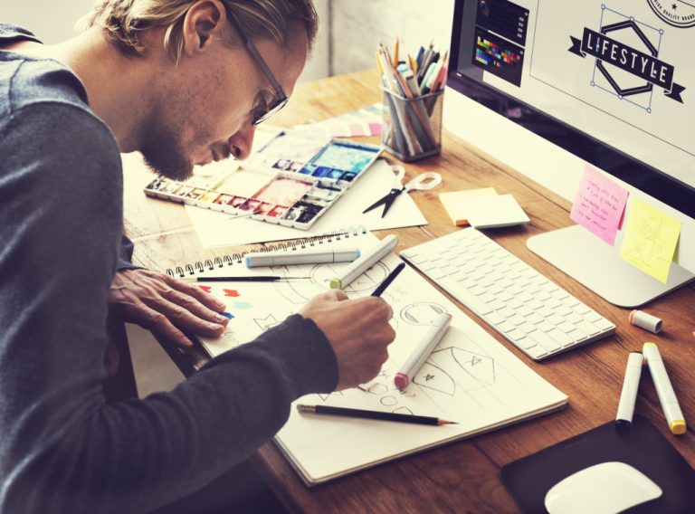 man making logos