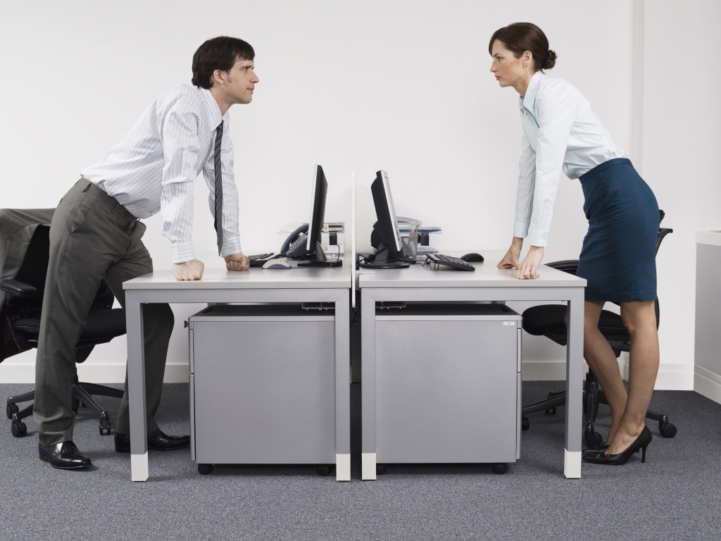 rival between male and female employee concept of workplace dispute