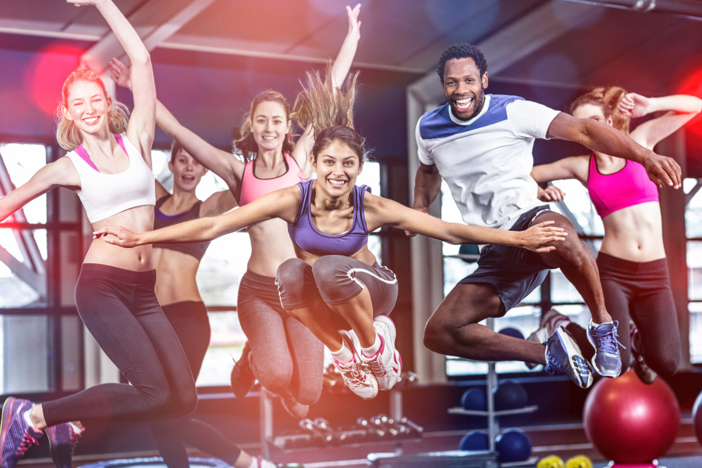 a group of fitness lovers in the gym