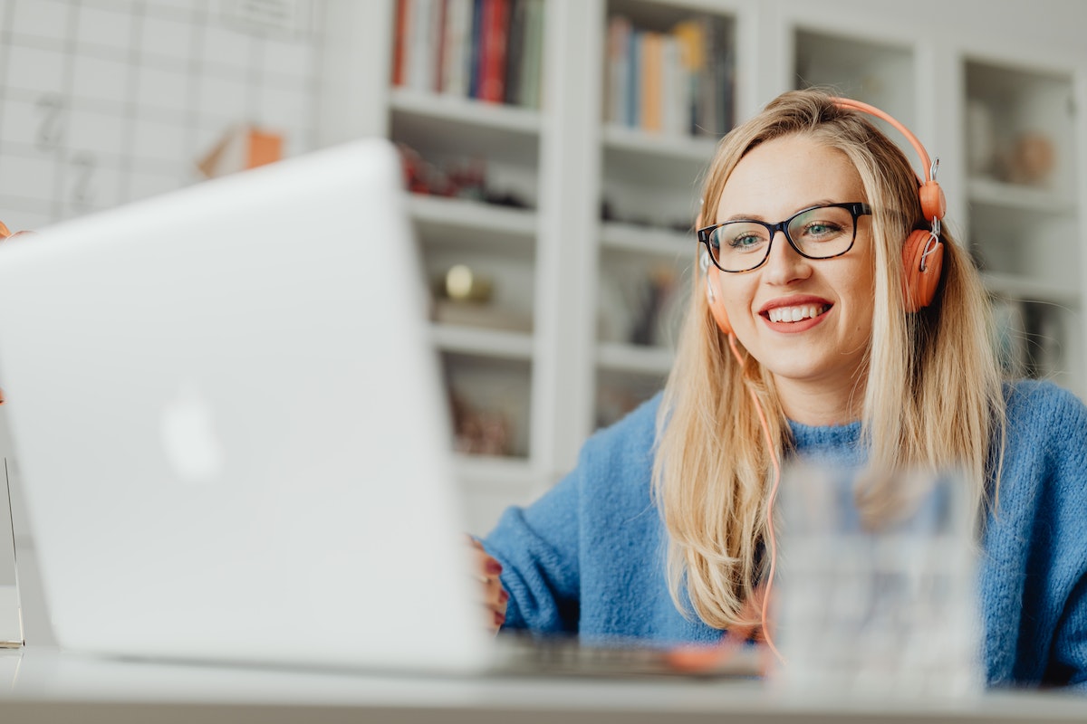 woman in a video interview